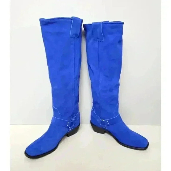 Free People Lockhart Tall Boots in Blue Suede Size 37 - Picture 6 of 7